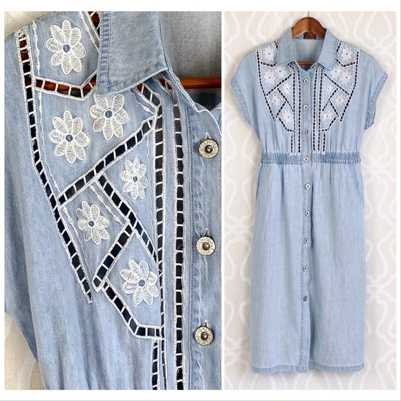 POL Polly Farms Chambray Denim Prairie Dress - Picture 4 of 10